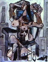 Nude in an Armchair with a Bottle of Evian Water, a Glass and Shoes  1959