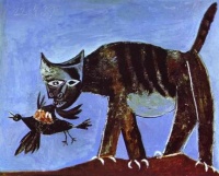 Pablo Picasso, Wounded Bird and Cat,  1938