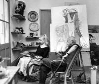 Picasso and his muse Sylvette David,  1954