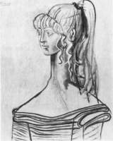 Portrait de Sylvette David 31 à la blouse rayee,  1954