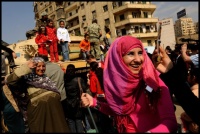 Egyptians celebrate the overthrow of Egyptian President Hosni Mubarak Tahrir Square, Cairo, Egypt, 2