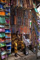 African textile vendor in Lagos, Nigeria