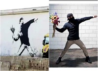 manifestant aux fleurs - nick stern you are not banksy