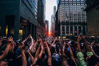 Manhattanhenge - a twice-a-year phenomenon when the sun aligns with the city's grid-