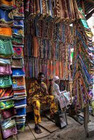 African textile vendor in Lagos, Nigeria
