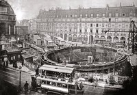 La place Saint-Michel lors de la construction du métro, 1905