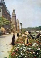 Marchande de fleurs quai de la Corse, Ile de la Cité, août 1910