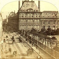 vers 1864-1865, rue de Rivoli, le Pavillon de Marsan et le palais des tuileries (incendié en 1871) p