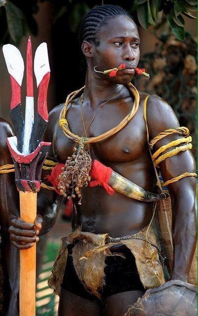 A warriors of the tribe Bijagos of guinea bissau