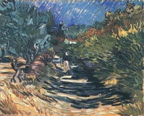 Van Gogh - Femme sur une route à Saint-Rémy