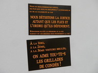 Stickers vus sur les murs du tribunal de Paris, le jour du procès du 8 nov- 2017