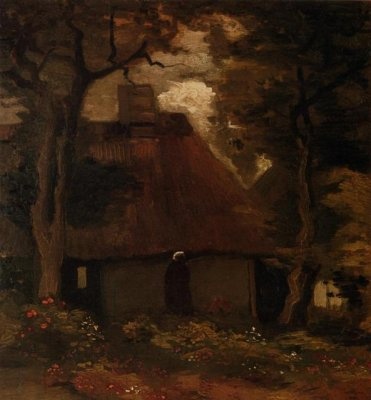 Van Gogh - Maison et paysanne sous les arbres