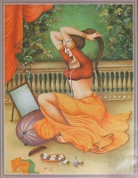 Peinture indienne 2 - Courtisane à sa toilette