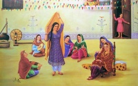 Peinture indienne 12 - Cérémonie prénuptiale au Pendjab