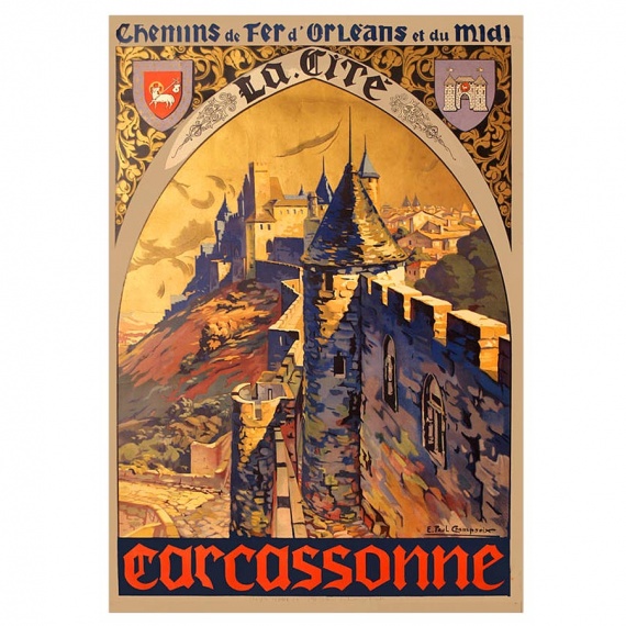 Affiche de Villégiature « Carcassonne » par PAUL CHAMPSEIX vers 1920.