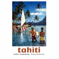 Affiche de Villégiature « Tahiti – French Polynesia» vers 1960