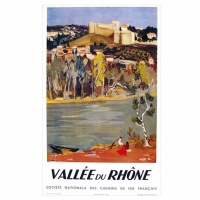 Affiche de Villégiature « Vallée du Rhône » par YVES BRAYER en 1951