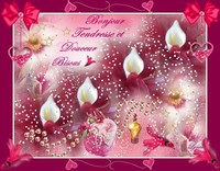 bonjour -tendresse et douceur-bisous -fleurs et bijoux en rose- de lynea