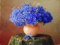 bleues bouquet vase