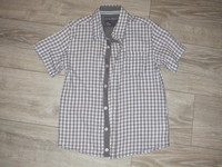 okaidi chemisette vichy gris 12a 3€50