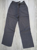 5€ tào pantalon retroussable souple gris foncé rayures blanches 10a