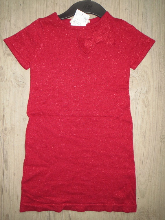 H&M robe rouge pailletée 110-116 taille 7-8a