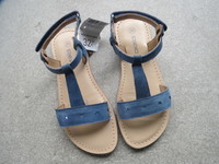 okaidi sandalettes cuir bleu 31 (comme 32)