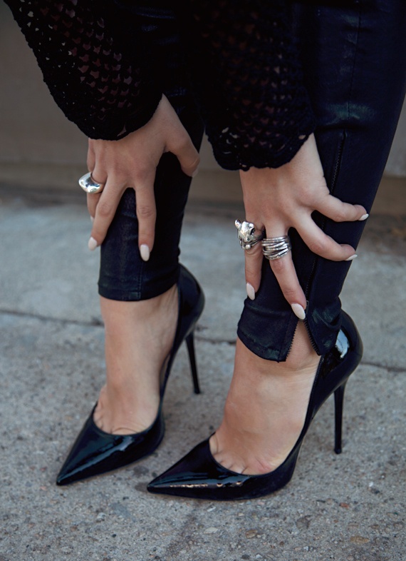 Black patent heel