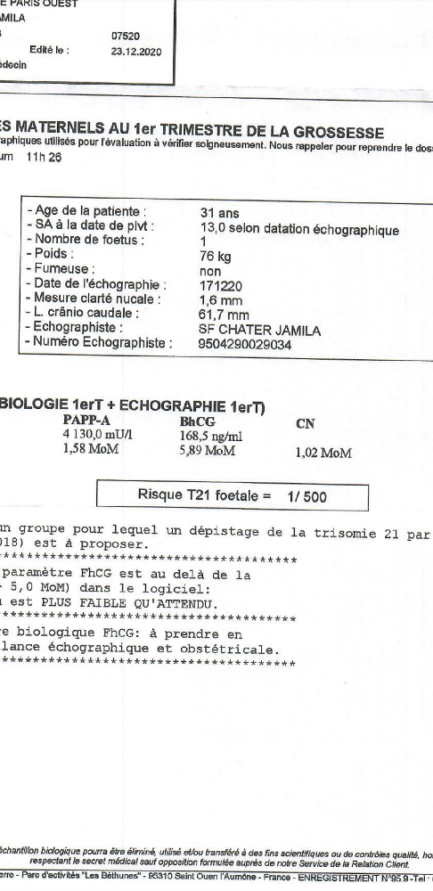 Taux HCG élevé + résultat 1/500 - Amniocentèse - FORUM Grossesse ...