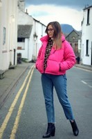 Pink New Look Puffa Jacket Zara Top HM Jeans 4