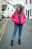 Pink New Look Puffa Jacket Zara Top H&M Jeans 5