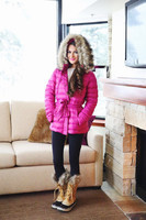 pink coat sorel boots winter outfit inspiration-1