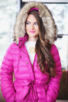 pink coat sorel boots winter outfit inspiration-7