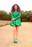 georgiana boboc street style paris green asos rain coat topshop heels vintage traffic top blogs fren