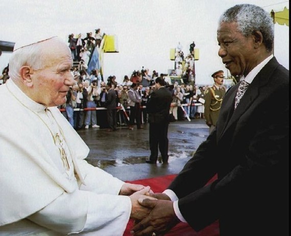 16 septembre 1995 avec Nelson Mandela, Prix Nobel de la Paix.