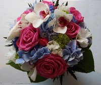 blue-wedding-bouquets-on-the-flower-magician-hot-pink-royal-orange-and-blue-flower-arrangements