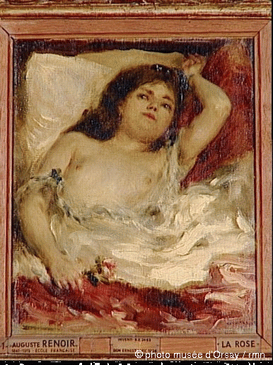 Renoir PA femme demi-nue couchée la rose