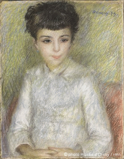 Renoir PA portrait jeune fille brune assise mains croisées