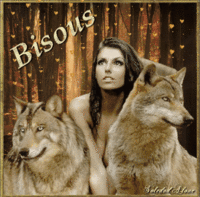 Bisous Femme et deux loups