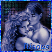 Bisous Couple Fond bleu