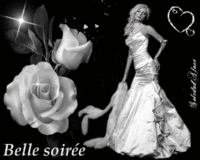 Belle soirée Femme et roses blanches