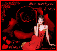 Bon week-end Femme et rose rouge