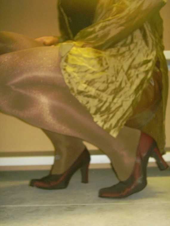 Chaussures bordeau brillante jupe cuir marron32