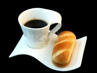 café tasse petit pain lait