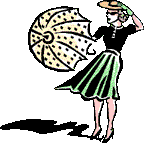 vent femme au parapluie et chapeau