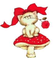 chaton rose sur champignon