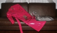 TRENCH BURBERRY FUSHIA , JUPE CUIR ARGENTEE