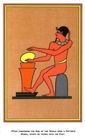 Ptah façonnant l'oeuf cosmique sur un tour de potier