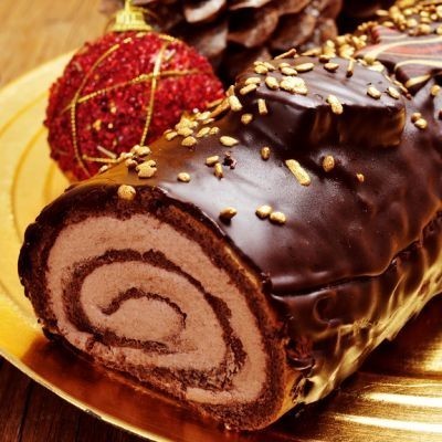 _Chocolate Rum Rolled Yule Log Cake For Christmas