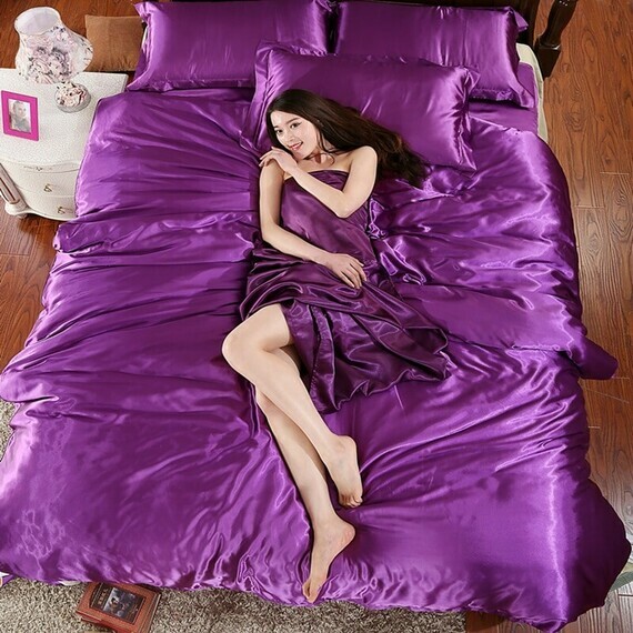 HOT-100-pure-satin-silk-bedding-set-Home-Textile-King-size-bed-set-bedclothes-duvet-cover